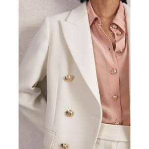 REISS Lily Double-Breasted Twill Suit Blazer
